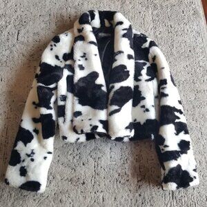 Vintage fuzzy cow print jacket